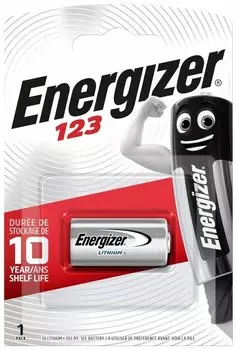 Батарейка Energizer 123 (CR123/CR123A/CR17345), 3V, 1 шт. (E300777602)