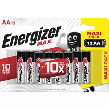 Батарея Energizer MAX, AA (LR06, 15А), 1.5V, 12шт. ( E301531401)