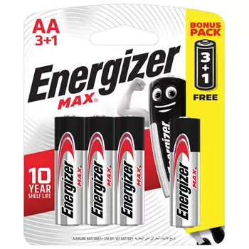 Батарея Energizer MAX, AA (LR06, 15А), 1.5V, 4шт. ( E300247800S)