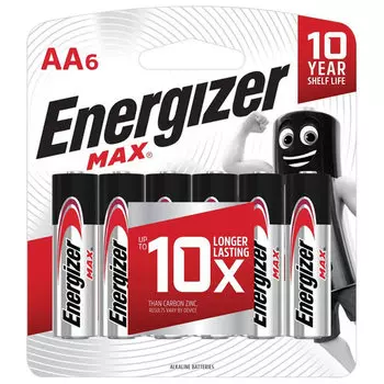 Батарея Energizer MAX, AA (LR06,15А), 1.5V, 6шт. ( E301533801)