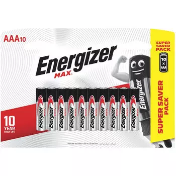 Батарея Energizer MAX, AAA (LR03, 24А), 1.5V, 10шт. ( E301534701)