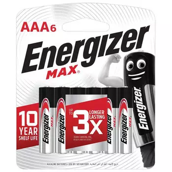 Батарея Energizer MAX, AAA (LR03, 24А), 1.5V, 6шт. ( E301532701)