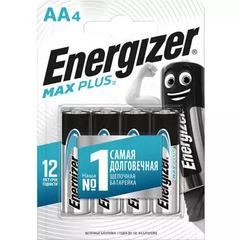 Батарея Energizer Max Plus, AA (LR06, 15А), 1.5V, 4шт. ( E301325001)