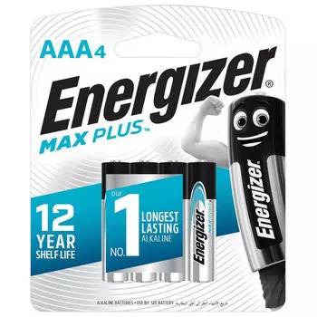 Батарея Energizer Max Plus, AAA (LR03, 24А), 1.5V, 4шт. ( E301321701)