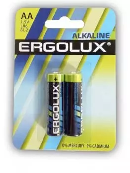 Батарейка Ergolux AA (LR06/15А), 1.5V, 2 шт. (11747)