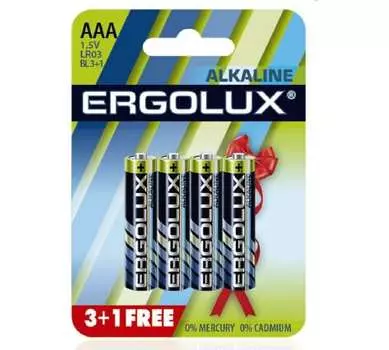 Батарея Ergolux AAA (LR03), 1.5V, 4 шт. (12865)
