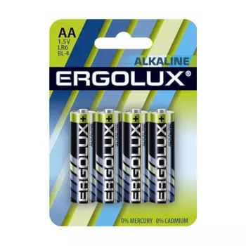 Батарейка Ergolux Alkaline, AA (LR06/15А), 1.5V, 4 шт. (LR6-BL4)