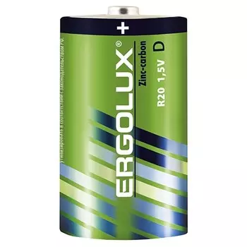Батарейка Ergolux D (LR20/13А), 1.5V, 2 шт. (12442)