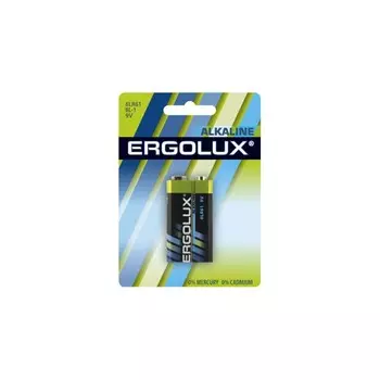 Батарейка Ergolux Ergolux, крона (6LR61/6LF22/1604A/1604S/6F22), 9V, 1 шт. (11753)