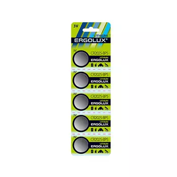 Батарейка Ergolux Lithium, CR2025, 3V, 5 шт. (CR2025-BP5)