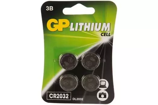 Батарейка GP Lithium Cell, CR2032, 3V, 4 шт. (CR2032-2CRU4)