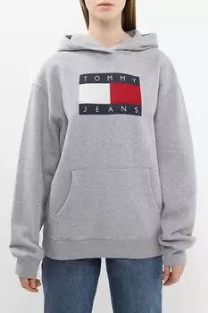 Худи хлопковое с карманом Tommy Jeans