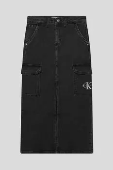Юбка джинсовая с карманами и логотипом Calvin Klein Jeans