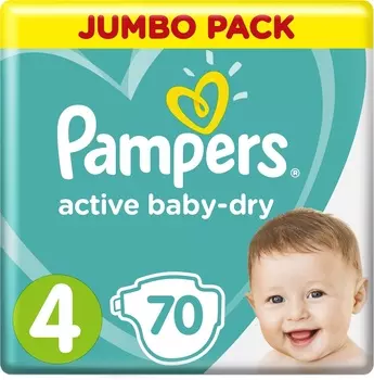Детские подгузники Pampers Active Baby-Dry 4, 9-14кг, 70шт.