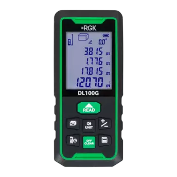 Дальномер лазерный, до 100 м, точность до 2 мм, батарейки, RGK DL100G (778190)