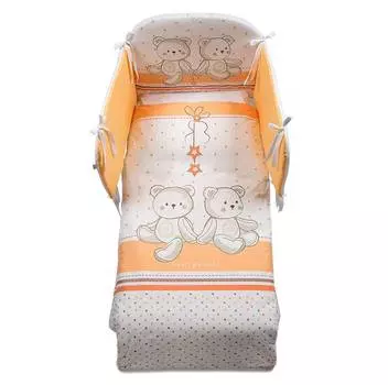 Italbaby Комплект постельного белья Amici, 5 предметов, бело-оранжевый