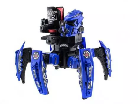 Keye Toys Радиоуправляемый боевой робот-паук Space Warrior, лазер, диски, синий, Ni-Mh и З/У, 2.4G