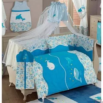 Kidboo Комплект постельного белья "Sea Life", 6 предметов, голубой