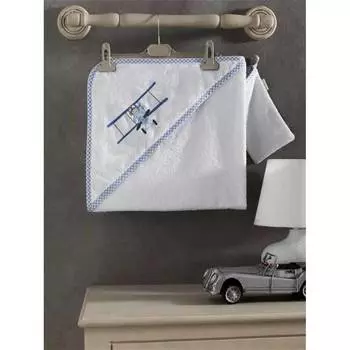 Kidboo Полотенце "Little Pilot" уголок+варежка, 75*75 см