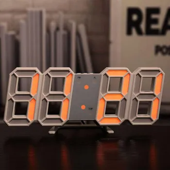 3D светодиодные цифровые часы, настенные деко, светящийся ночной режим, регулируемые электронные настольные часы, настенные часы, украшение для гостиной, светодиодные часы белый