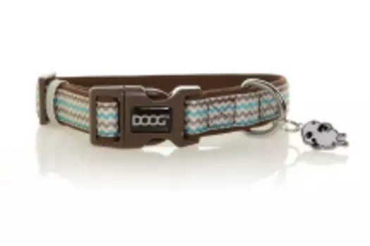 DOOG Ошейник для собак "Benji", коричнево - голубой зигзаг, S, 23-34см (Австралия)