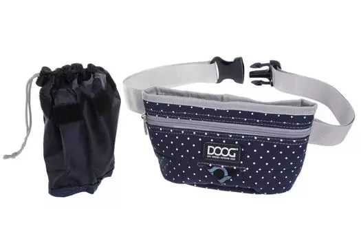 DOOG Сумка на пояс "Treat Pouch", синяя в белый горох, 20х12см (Австралия)