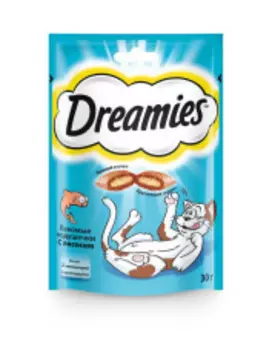 DREAMIES Лакомые подушечки с лососем д/кошек 140г