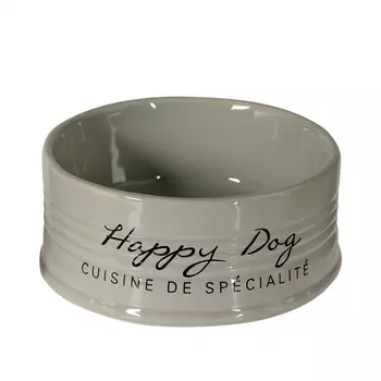 DUVO+ Миска для животных керамическая, "Happy Dog", серая, 14.5см/520мл (Бельгия)!