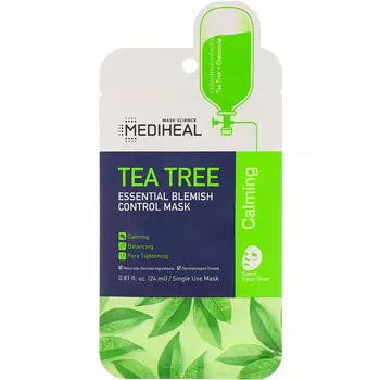 Mediheal, маска для устранения дефектов кожи лица, с чайным деревом, 1 шт., 24 мл (0,81 жидк. унции)