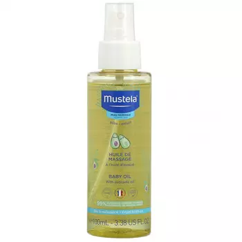 Mustela, Детское масло с маслом авокадо, 3,38 жидких унций (100 мл)