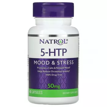 Natrol, 5-HTP, Настроение и стресс, 50 мг, 45 капсул