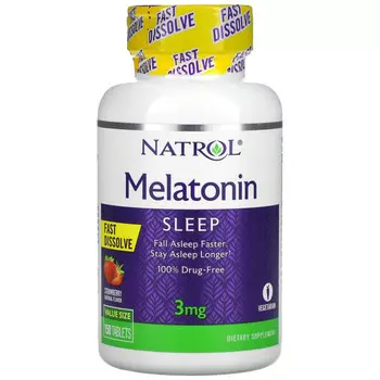 Natrol, Мелатонин, быстро растворяется, клубника, 3 мг, 150 таблеток