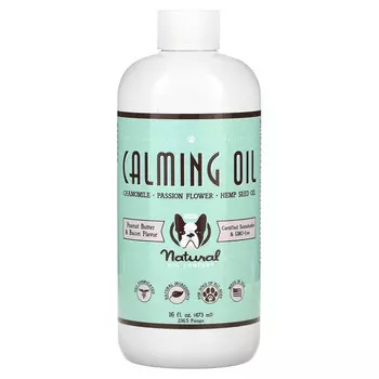Natural Dog Company, Успокаивающее масло, для собак, для всех возрастов, арахисовое масло и бекон, 473 мл (16 жидк. Унций)
