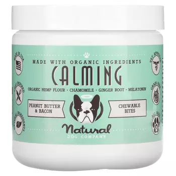 Natural Dog Company, Успокаивающие жевательные укусы, для всех возрастов, арахисовая паста и бекон, 284 г (10 унций)