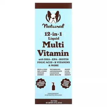 Natural Dog Company, Жидкие мультивитамины 12 в 1 для собак, для всех возрастов, 473 мл (16 жидк. Унций)
