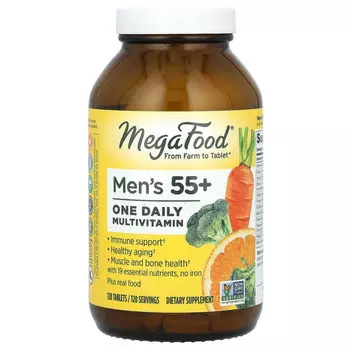 MegaFood, мультивитамины для мужчин старше 55 лет, для приема один раз в день, 120 таблеток