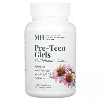Michael's Naturopathic, Pre-Teen Girls, ежедневные поливитамины, 120 вегетарианских таблеток