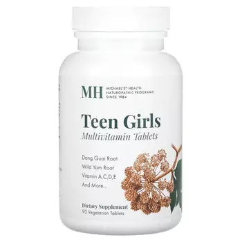 Michael's Naturopathic, Таблетки для девочек-подростков, ежедневные поливитамины, 90 вегетарианских таблеток