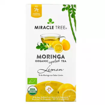 Miracle Tree, Moringa Organic Superfood Tea, лимон, без кофеина, 25 чайных пакетиков, 37,5 г (1,32 унции)