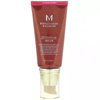 Missha, M Perfect Cover, BB-крем, SPF 42 PA+++, оттенок 29 натуральный бежевый, 50 мл (1,7 унции)