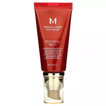 Missha, Perfect Cover BB Cream, BB-крем, SPF 42 PA+++, оттенок 31 золотисто-бежевый, 50 мл