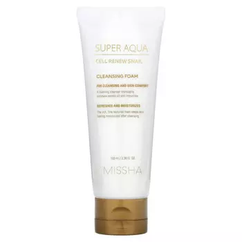 Missha, Super Aqua, очищающая пенка с экстрактом секрета улитки для восстановления клеток кожи, 100 мл (3,38 жидк. унции)