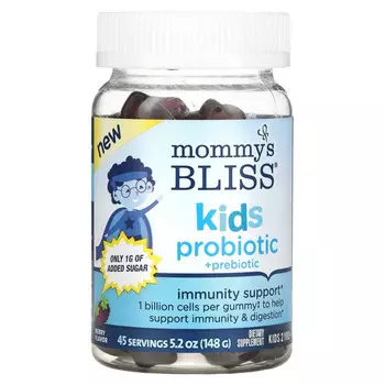 Mommy's Bliss, Детский пробиотик и пребиотик, от 2 лет, ягодный, 45 жевательных таблеток