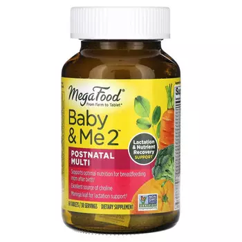 MegaFood, Baby & Me 2, мультивитамины для послеродового периода, 60 таблеток