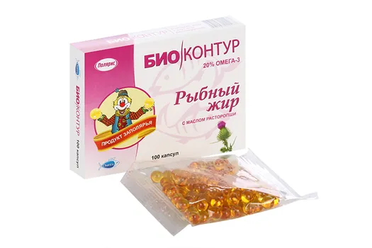 Рыбий жир Биоконтур с маслом расторопши, 330 мг, 100 шт, капсулы