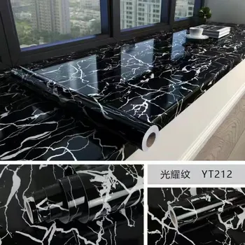 Мраморная кухня, маслостойкая наклейка, алюминиевая фольга, термостойкие обои, водонепроницаемая самоклеящаяся наклейка для ремонта мебели 2*0.6m