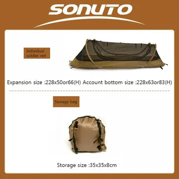 Sonuto-палатка для кемпинга для одного человека, легкая нейлоновая палатка, тактическое укрытие с противомоскитной сеткой, водонепроницаемое поле для защиты от комаров розовый