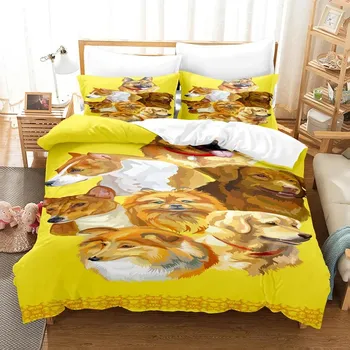 Cute Dog Bedding Set Single Twin Full Queen King Size Pet Dog Bed Set Teenager Bedroom Duvetcover Sets 3D Print EU Single 135x200cm