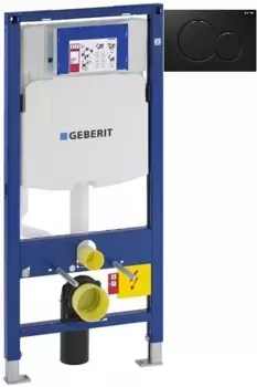 Инсталляция для унитаза Geberit Duofix Sigma 01 111.300.00.5 + 111.815.00.1 + 115.770.DW.5 с кнопкой смыва, черный глянец