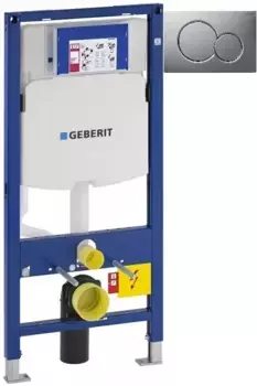 Инсталляция для унитаза Geberit Duofix Sigma 01 111.300.00.5 + 111.815.00.1 + 115.770.JQ.5 с кнопкой смыва, матовый хром